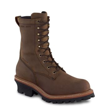 Red Wing LoggerMax 9-inch Insulated Waterproof Safety Toe Logger Mens Work Boots Dark Brown - Style 2219